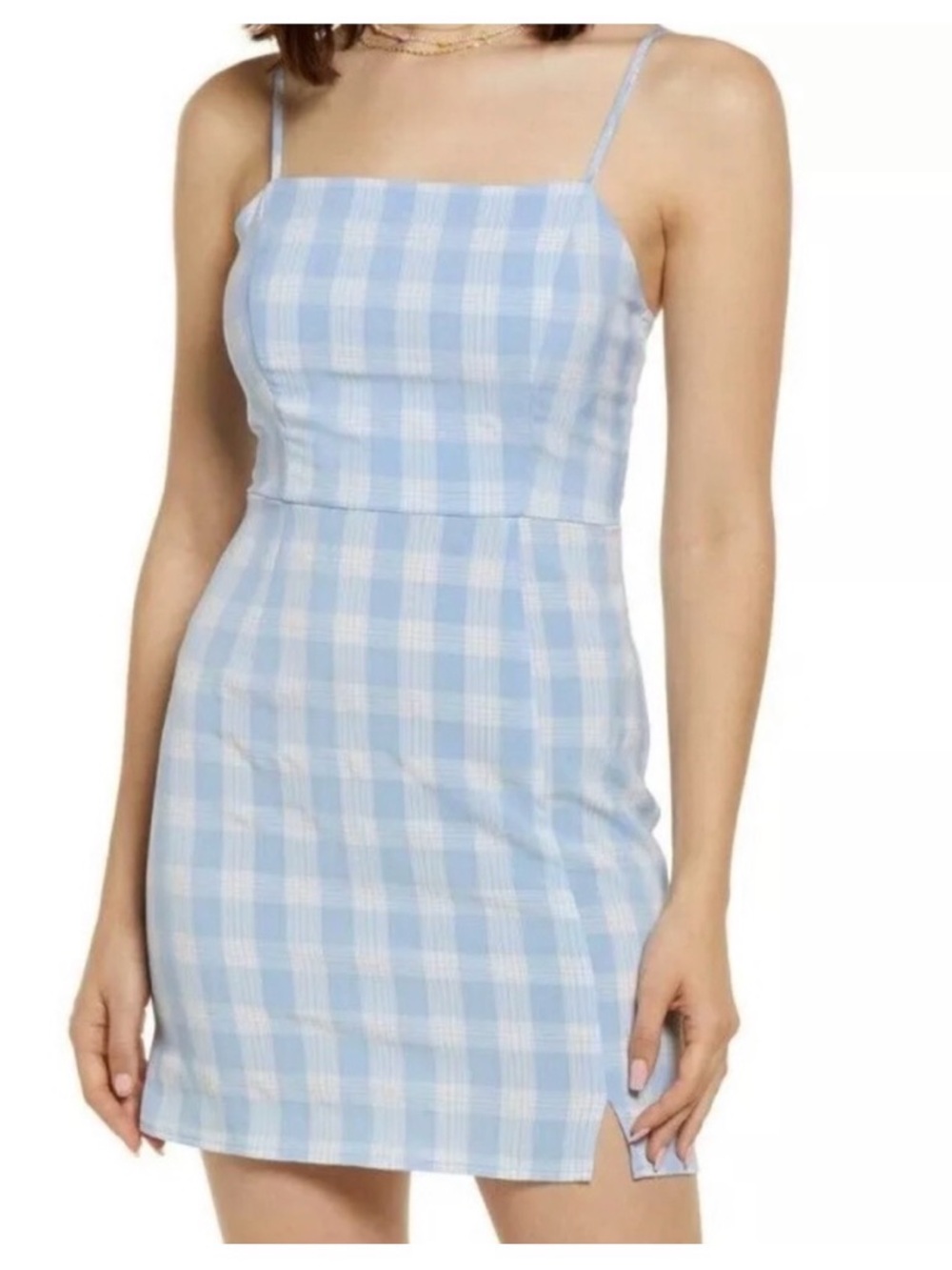 NWOT - BP by Nordstrom - Blue Plaid Spaghetti Strap Mini Dress